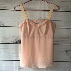 Gap‎ Camisole Women XS Peach Swiss Dot Empire Waist Chiffon V-Neck Top